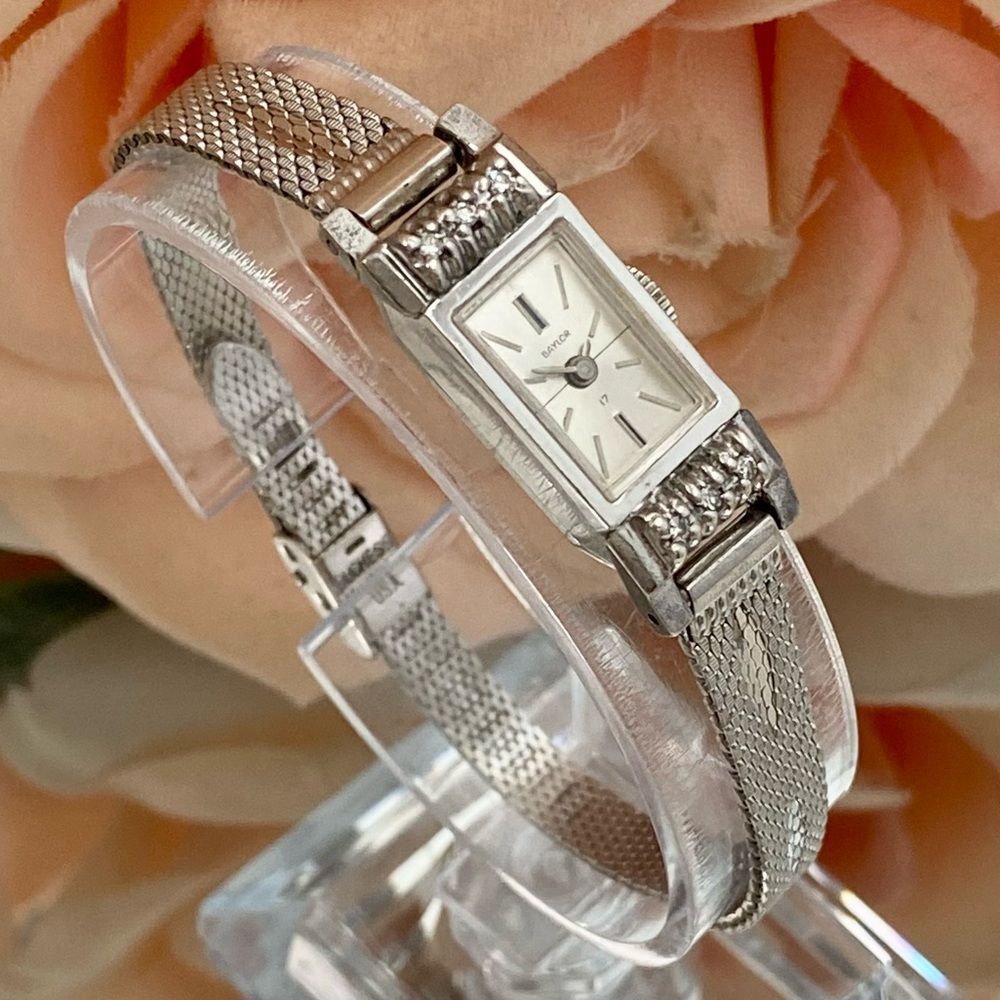 Vintage Baylor Diamond Accented Bezel 10K Gold Filled Dainty Cocktail Watch 17J